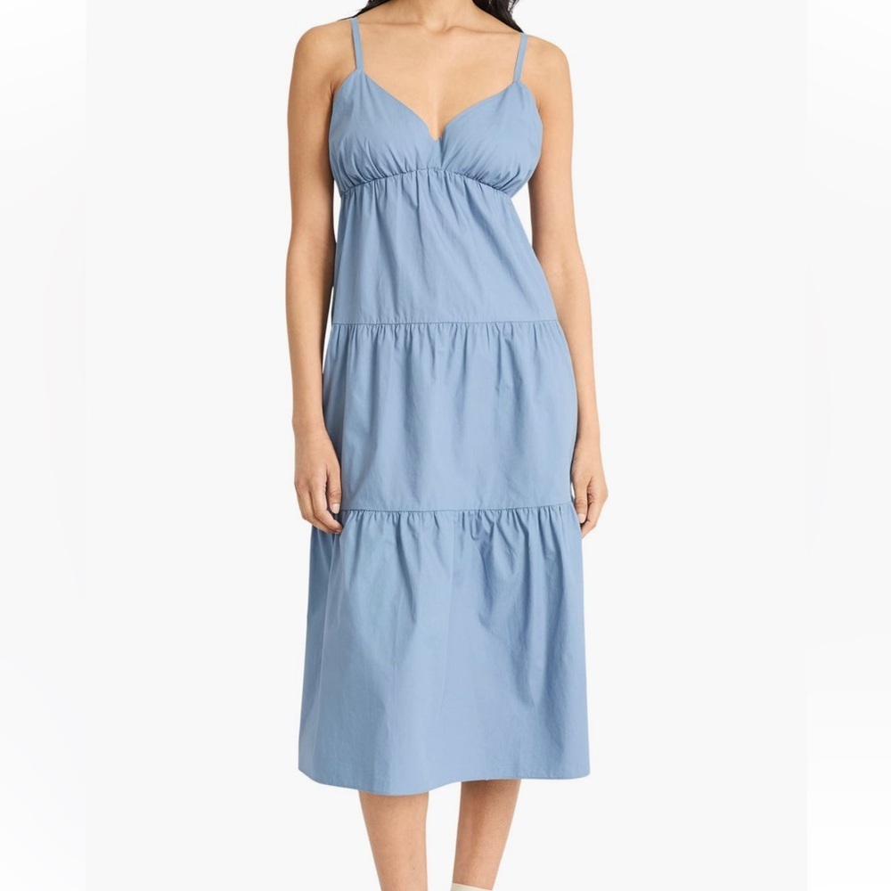 Good Journey Blue Adjustable Spaghetti Strap Dress Empire Waist Size Large NWTS
